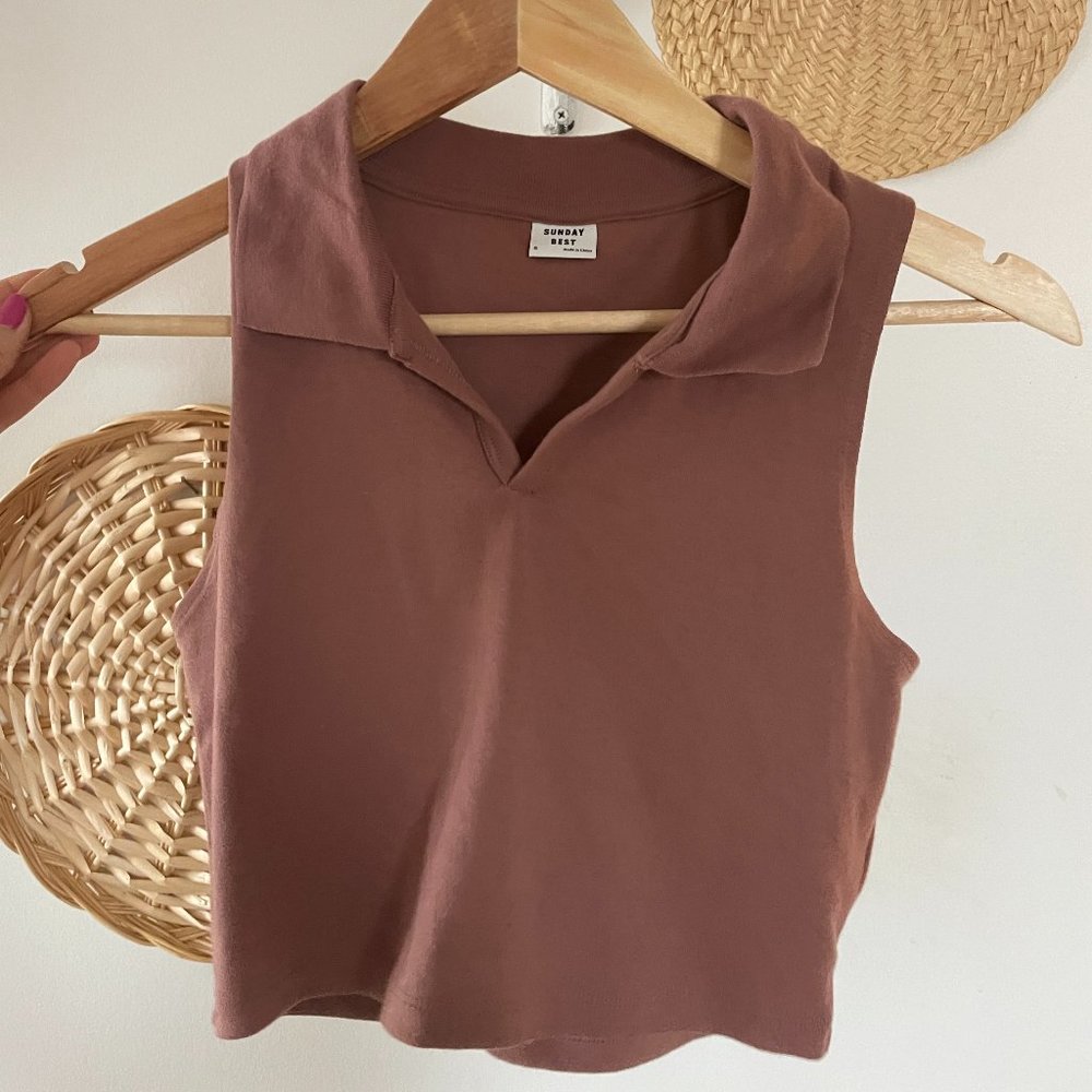 Sunday best cropped collared top